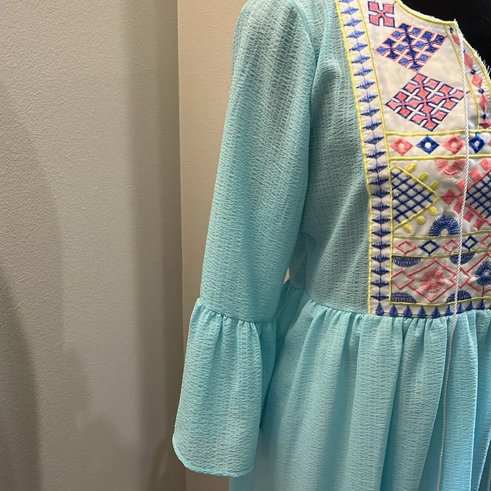 FLAMINGO URBAN‎ women’s baby blue/ white dress size small